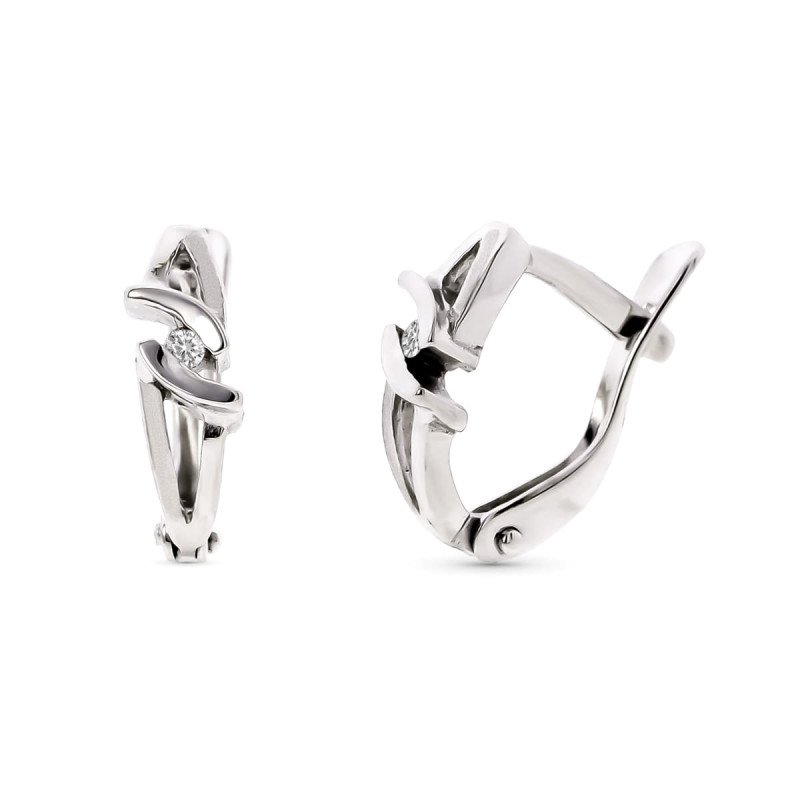 18K PENDIENTES NIÑA ORO BLANCO CON DIAMANTES NATURALES. CIERRE CATALAN