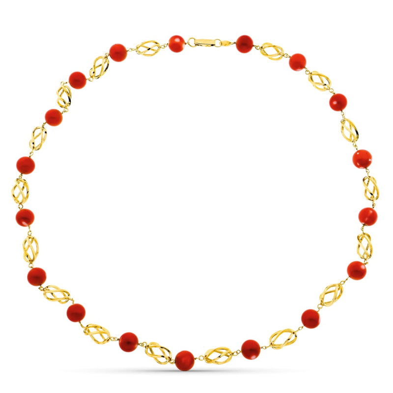 18K GARGANTILLA ORO AMARILLO JAULA CORAL FINO JAPONES 10.5 MM 50CM