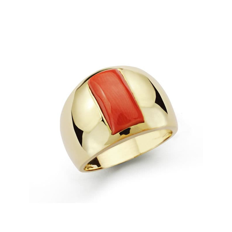 18K SORTIJA ORO AMARILLO CORAL FINO 12X6 MM. ANCHO: 14,5MM