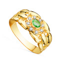 18K SORTIJA ORO AMARILLO PANTER CON CIRCONITAS Y ESMERALDA NATURAL 4X3 MM. ANCHO: 9 MM