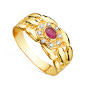 18K SORTIJA ORO AMARILLO PANTER CON CIRCONITAS Y RUBI NATURAL 4X3 MM. ANCHO: 9MM