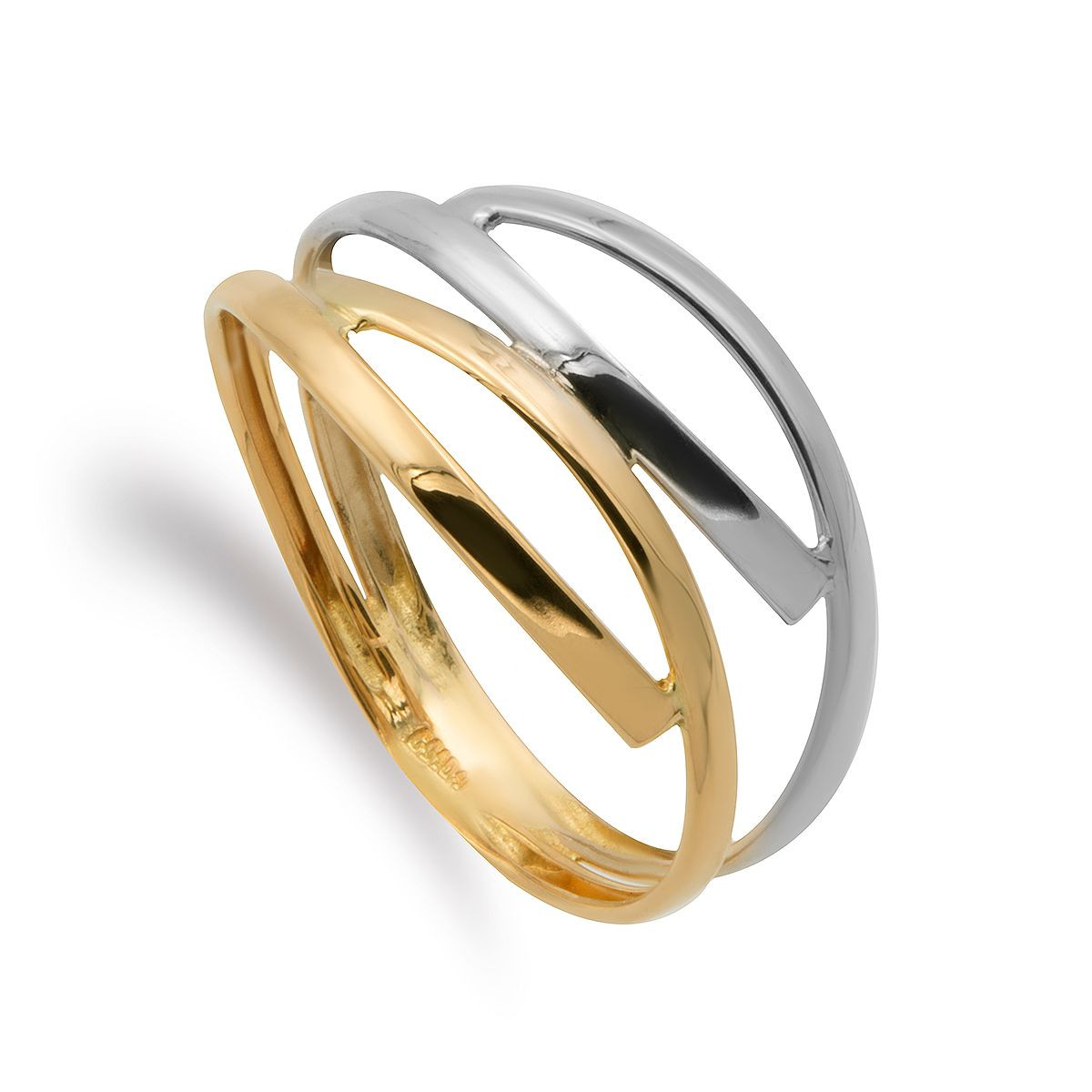 9K SORTIJA ORO BICOLOR DOBLE CUERPO CALADO BANDAS. ANCHO: 9 MM