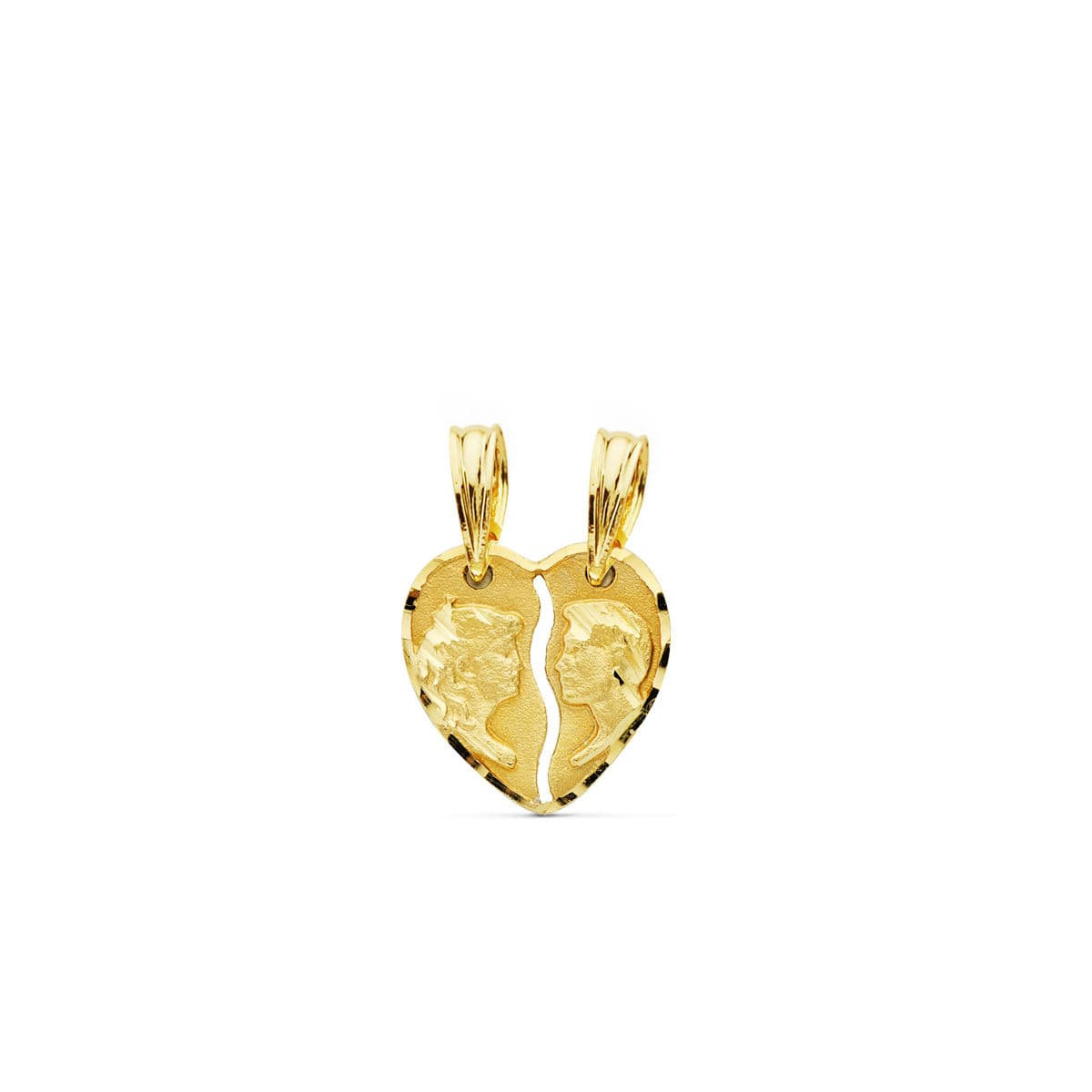 18K COLGANTE ORO AMARILLO CORAZON PAREJA 13X13 MM