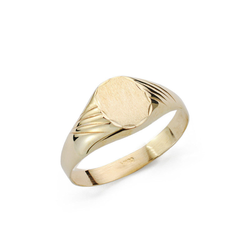 9K SELLO ORO AMARILLO HUECO CADETE TALLADO. ZONA GRABADO: 9X8 MM