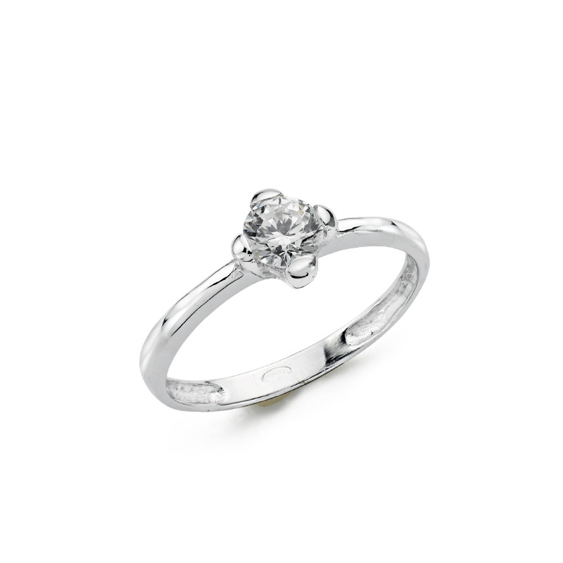 9K SOLITARIO ORO BLANCO CON CIRCONITA EN 4 GARRAS DE 5MM