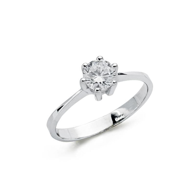 9K SOLITARIO ORO BLANCO CON CIRCONITA EN 6 GARRAS DE 5,5 MM