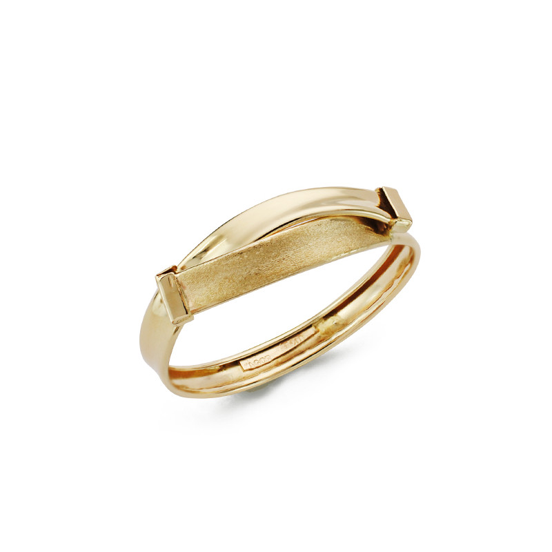 9K SORTIJA ORO AMARILLO BANDAS CRUZADAS MATE Y BRILLO. ANCHO: 5 MM