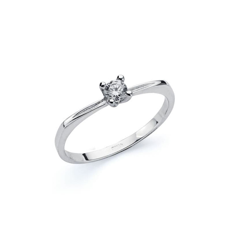 9K SOLITARIO ORO BLANCO CON CIRCONITA EN 4 GARRAS DE 3 MM