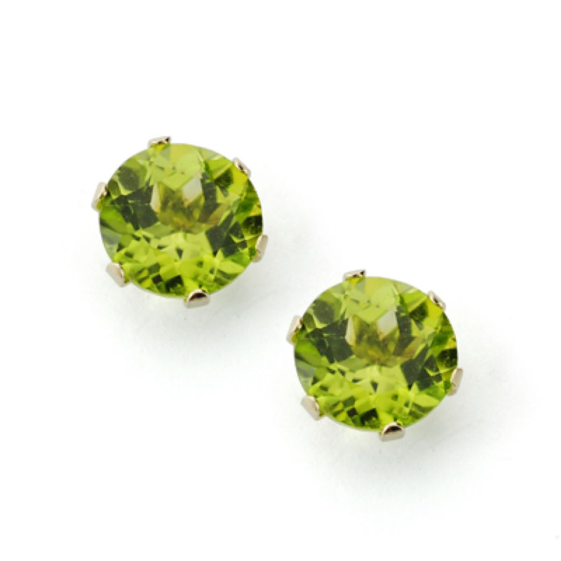 9K PENDIENTES ORO AMARILLO OLIVINA 6.00 MM 1.86 QTS. CIERRE PRESION