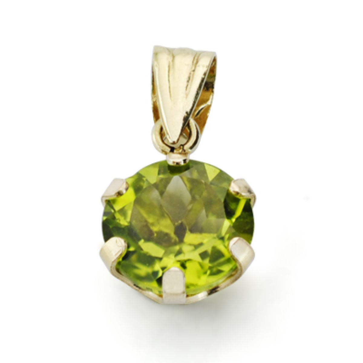 9K COLGANTE ORO AMARILLO OLIVINA 1.95 QTS CON 6 GARRAS 8X8 MM