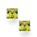 9K PENDIENTES ORO AMARILLO OLIVINA NATURAL GARRA BECKHAM 7X7 MM 3.40 QTS CIERRE PRESION