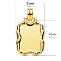 18K PLACA CHAPA RECTANGULAR ORO AMARILLO BRILLO 26X21  MM