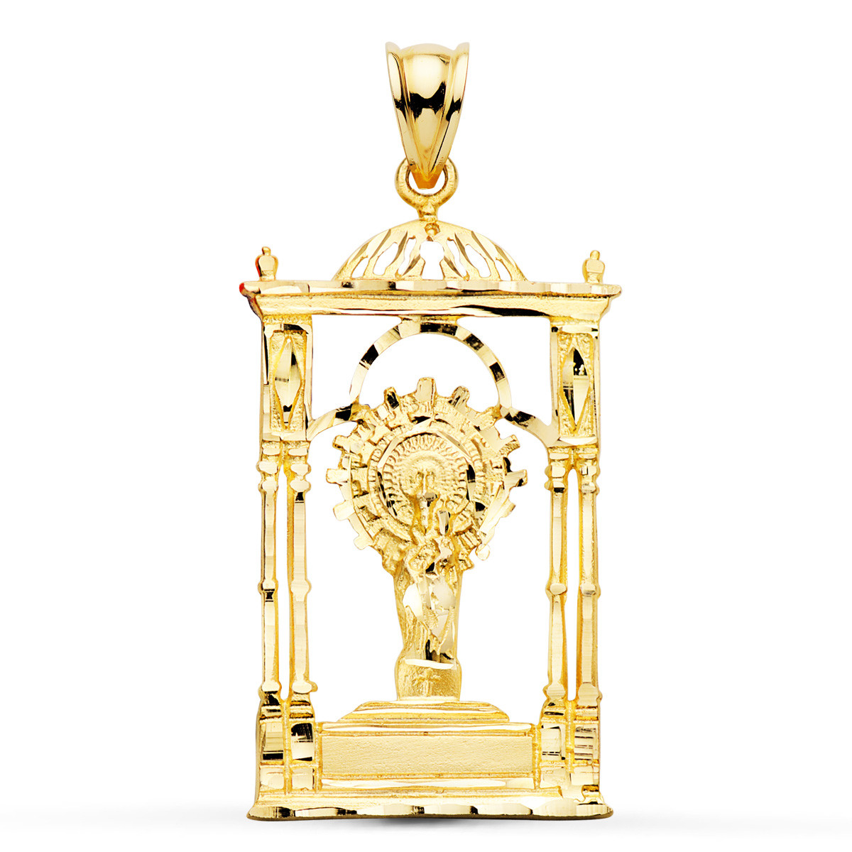 9K COLGANTE ORO AMARILLO VIRGEN DEL PILAR PALIO. 34X20 MM