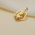 9K MEDALLA ORO AMARILLO VIRGEN NIÑA CERCO CON CIRCONITA 21X19 MM