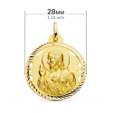 9K ESCAPULARIO ORO AMARILLO HELICE CALADO VIRGEN CARMEN Y CORAZON DE JESUS 28 MM