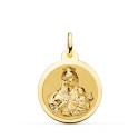 9K ESCAPULARIO ORO AMARILLO BRILLO VIRGEN DEL CARMEN Y CORAZON DE JESUS 22 MM