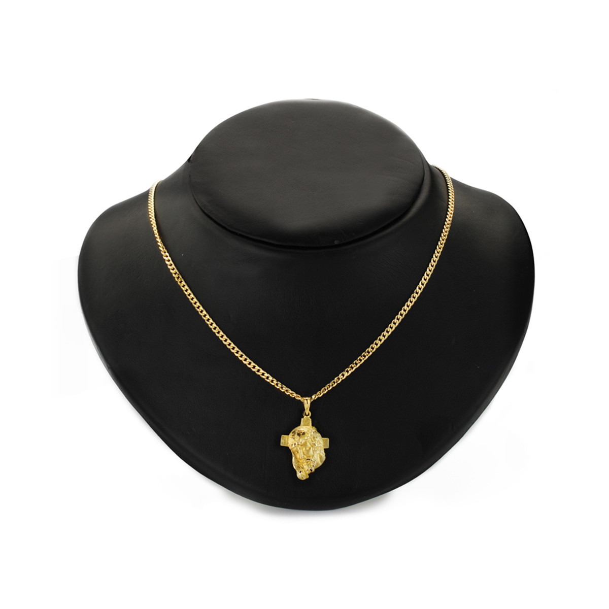 9K COLGANTE COLGANTE ORO AMARILLO CABEZA DE CRISTO  CON CRUZ. 26X18 MM