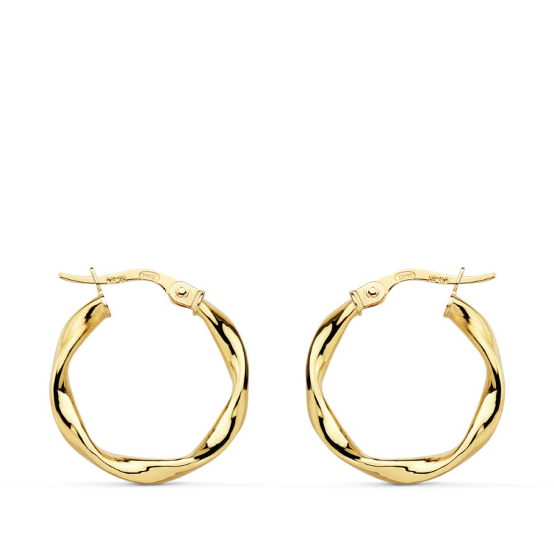 18K AROS ORO AMARILLO RELIADOS LISOS 20X2.5 MM