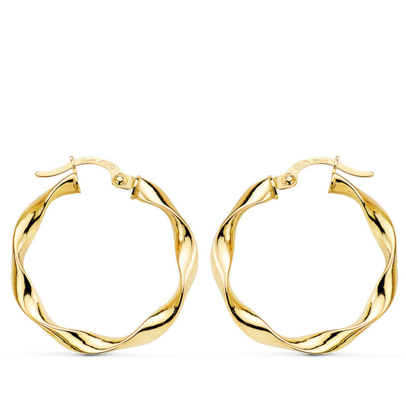 18K AROS ORO AMARILLO RELIADOS LISOS 23,5X2.5 MM