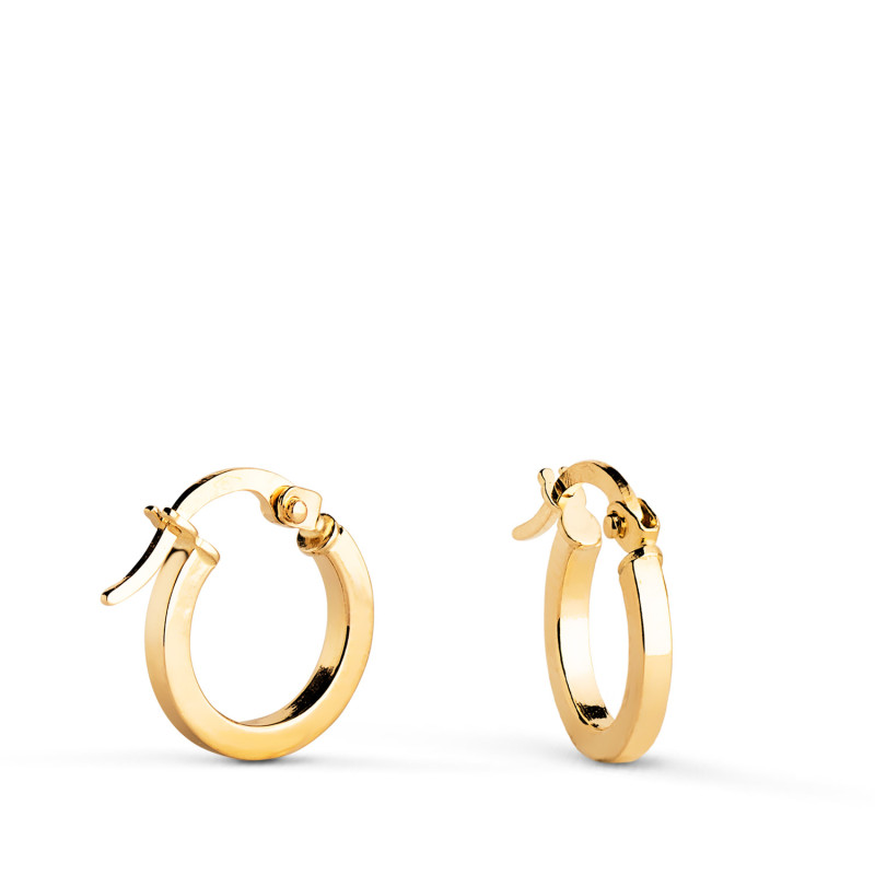 18K AROS ORO AMARILLO HUECOS CUADRADO LISO. MEDIDA: 11 X 1,5 MM