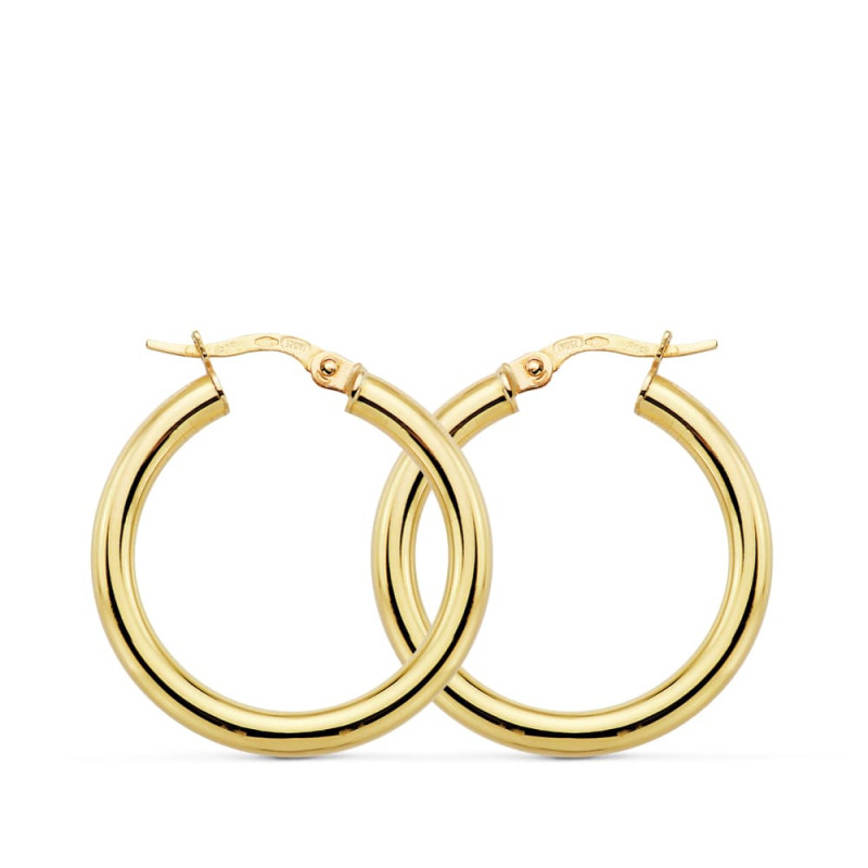 18K AROS ORO AMARILLO REDONDOS HUECOS 26X3 MM