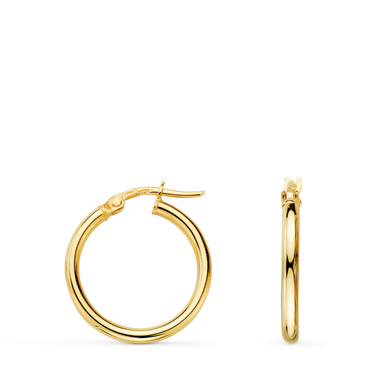 18K AROS ORO AMARILLO HUECOS REDONDOS TUBO REDONDO 19 MM. GROSOR 2 MM