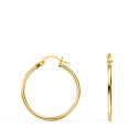 18K PENDIENTES AROS CRIOLLAS  ORO AMARILLO HUECOS REDONDOS TUBO REDONDO 21 MM. GROSOR 1,5 MM