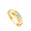 18K SOLITARIO ORO AMARILLO PEQUEÑO BEBE O MEÑIQUE CIRCONITA BLANCA CUADRADA 3X3MM