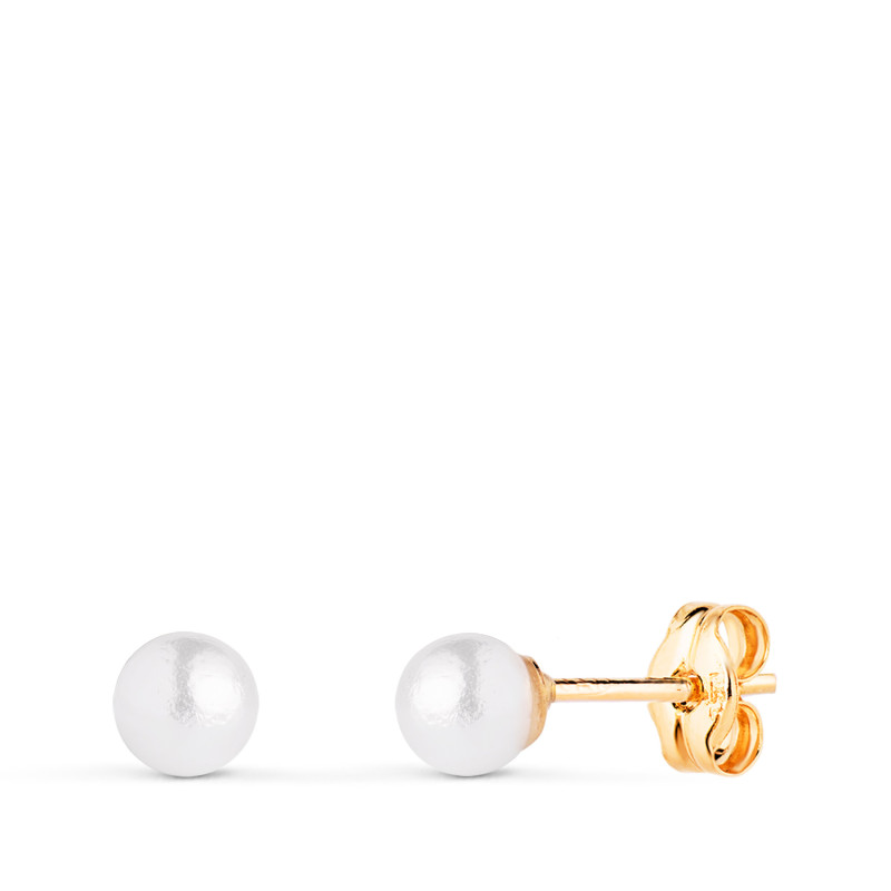 18K PENDIENTES ORO AMARILLO PERLA CON CASQUILLA. MEDIDA: 4 MM. CIERRE PRESION