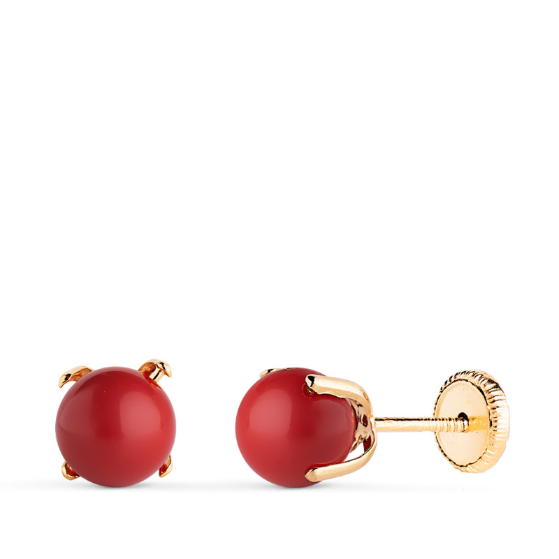 18K PENDIENTES ORO AMARILLO CORAL CON 4 GARRAS. MEDIDA: 6 MM. CIERRE TUERCA
