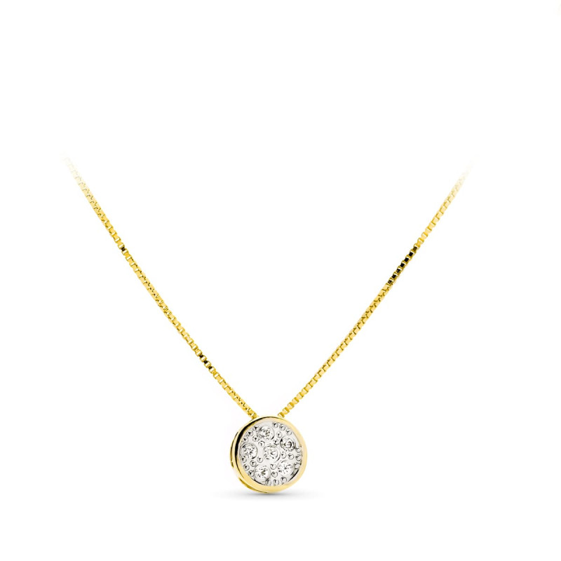 18K COLGANTE ORO BICOLOR REDONDO CIRCONITA 5.5 MM CON CADENA