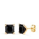 18K PENDIENTES ORO AMARILLO CIRCONITAS NEGRAS CUADRADAS CON 4 GARRAS. ANCHO: 7MM. CIERRE PRESION