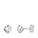 18K PENDIENTES ORO BLANCO 4 GARRAS CON CIRCONITA. ANCHO: 5 MM CIERRE PRESION
