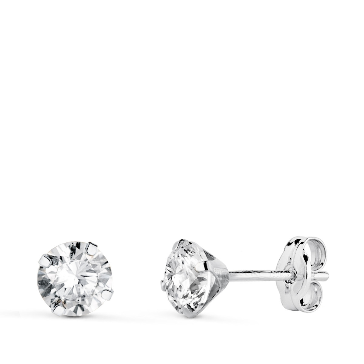 18K PENDIENTES ORO BLANCO 4 GARRAS CON CIRCONITA. ANCHO: 5 MM CIERRE PRESION