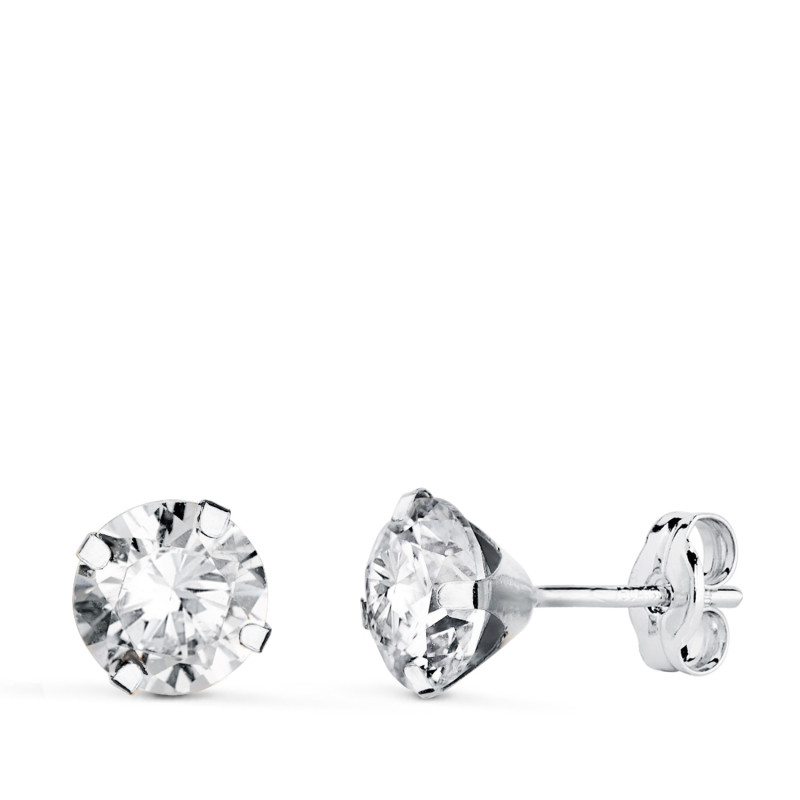 18K PENDIENTES ORO BLANCO 4 GARRAS CON CIRCONITA. ANCHO: 6 MM CIERRE PRESION