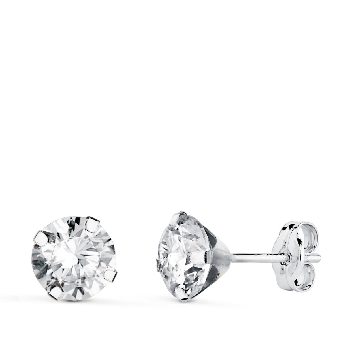 18K PENDIENTES ORO BLANCO 4 GARRAS CON CIRCONITA. ANCHO: 6 MM CIERRE PRESION