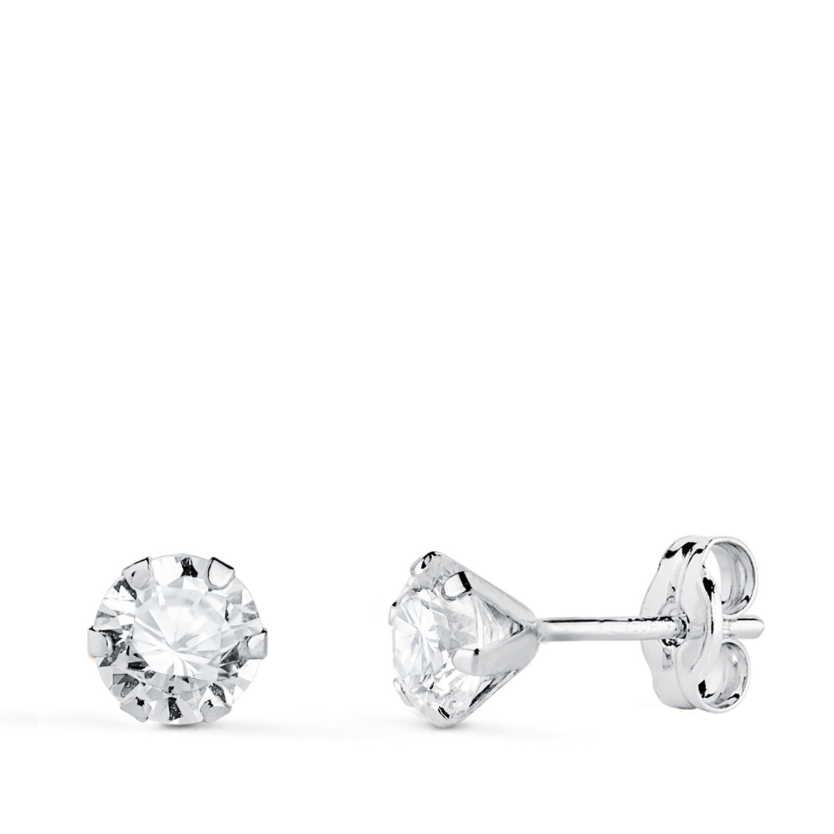 18K PENDIENTES ORO BLANCO 6 GARRAS CON CIRCONITA. ANCHO: 5 MM CIERRE PRESION