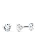 18K PENDIENTES ORO BLANCO 6 GARRAS CON CIRCONITA. ANCHO: 5 MM CIERRE TUERCA
