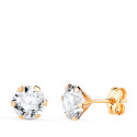18K PENDIENTES ORO AMARILLO 6 GARRAS CON CIRCONITA. ANCHO: 6 MM CIERRE PRESION