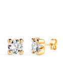 18K PENDIENTES ORO AMARILLO CIRCONITA 6MM CON 4 GARRAS. ANCHO: 6,5 MM. CIERRE PRESION