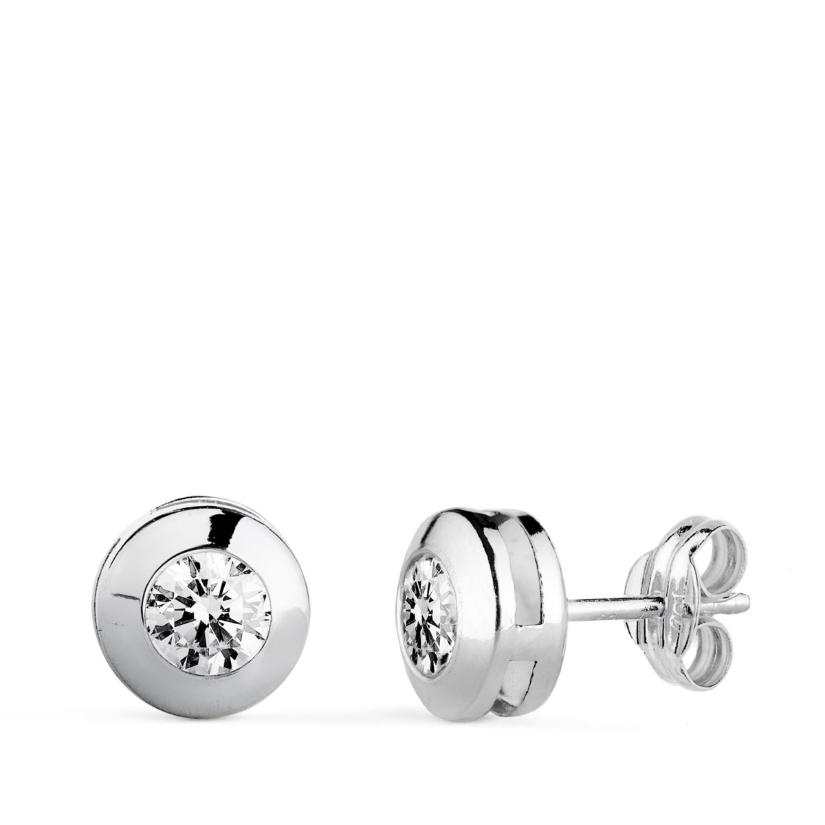 18K PENDIENTES ORO BLANCO CHATON GALERIA CON CIRCONITA. MEDIDA: 7,5 MM. CIERRE PRESION