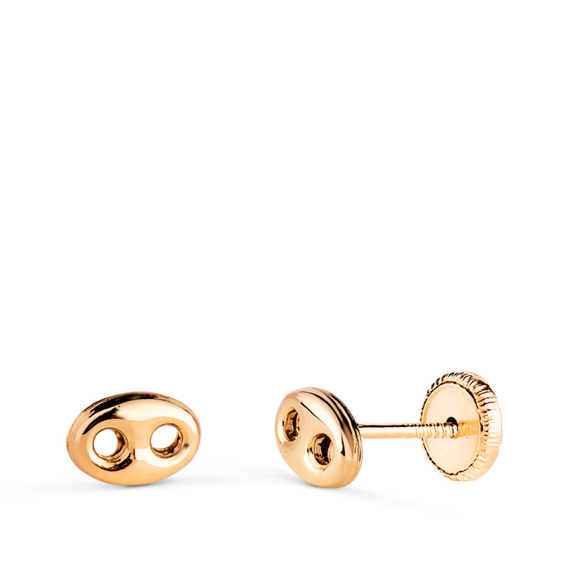18K PENDIENTES ORO AMARILLO NUDO DE BARCO EN BRILLO. MEDIDA: 6 X 4 MM. CIERRE TUERCA