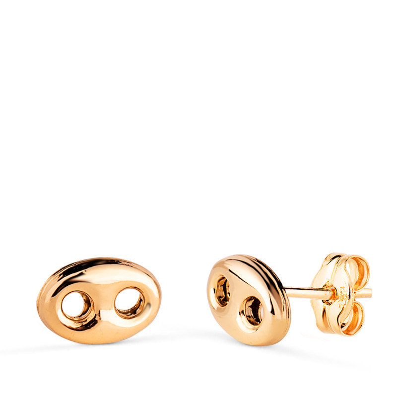 18K PENDIENTES ORO AMARILLO NUDO DE BARCO EN BRILLO. MEDIDA: 8 X 5,5 MM. CIERRE PRESION