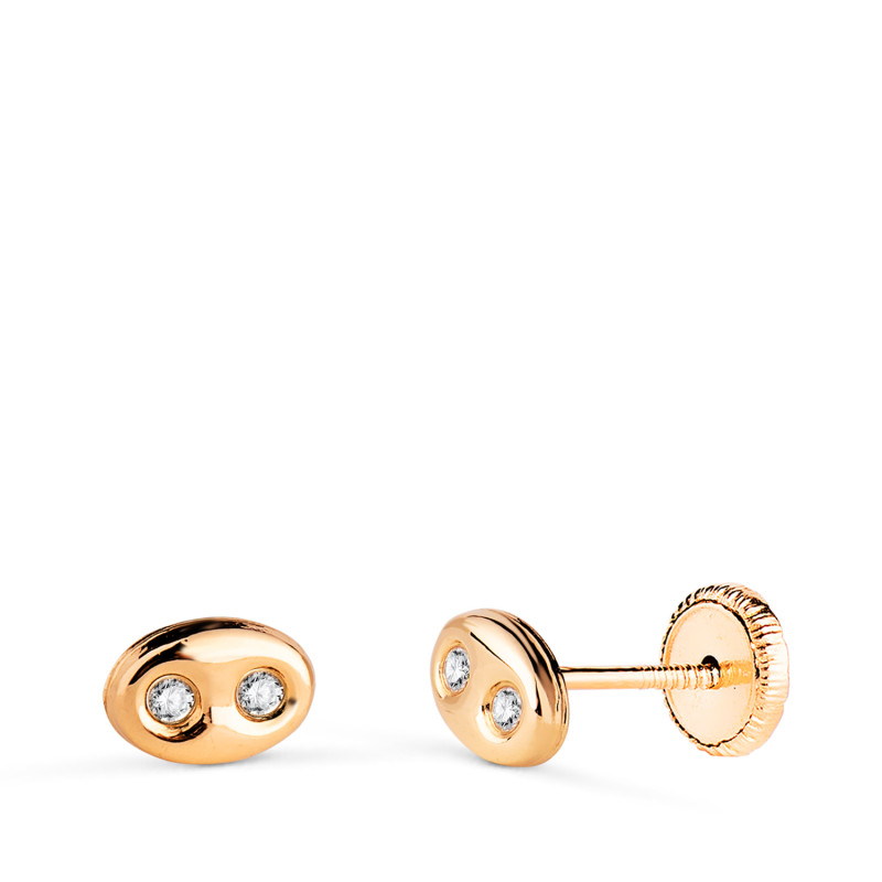 18K PENDIENTES ORO AMARILLO NUDO DE BARCO CON CIRCONITAS. MEDIDA: 6 X 4 MM. CIERRE TUERCA