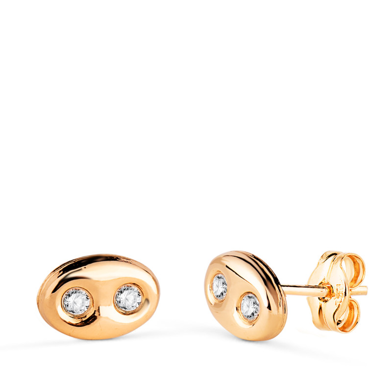 18K PENDIENTES ORO AMARILLO NUDO DE BARCO CON CIRCONITAS. MEDIDA: 8 X 5,5 MM. CIERRE PRESION