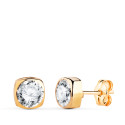 18K PENDIENTES ORO AMARILLO CHATON CUADRADOS CON CIRCONITA. MEDIDA: 6X6MM. CIERRE PRESION