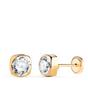 18K PENDIENTES ORO AMARILLO CHATON CUADRADOS CON CIRCONITA. MEDIDA: 6X6MM. CIERRE TUERCA
