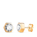 18K PENDIENTES ORO AMARILLO CHATON HEXAGONO CON CIRCONITA. MEDIDA: 7 X 6,5 MM. CIERRE PRESION