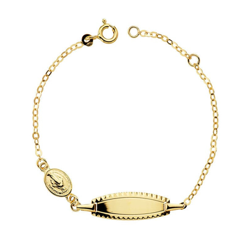 18K PULSERA ESCLAVA ORO AMARILLO NIÑA 14CM MEDALLITA