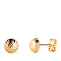 18K PENDIENTES ORO AMARILLO MEDIA BOLA TALLADA HUECA. ANCHO: 6 MM. CIERRE PRESION